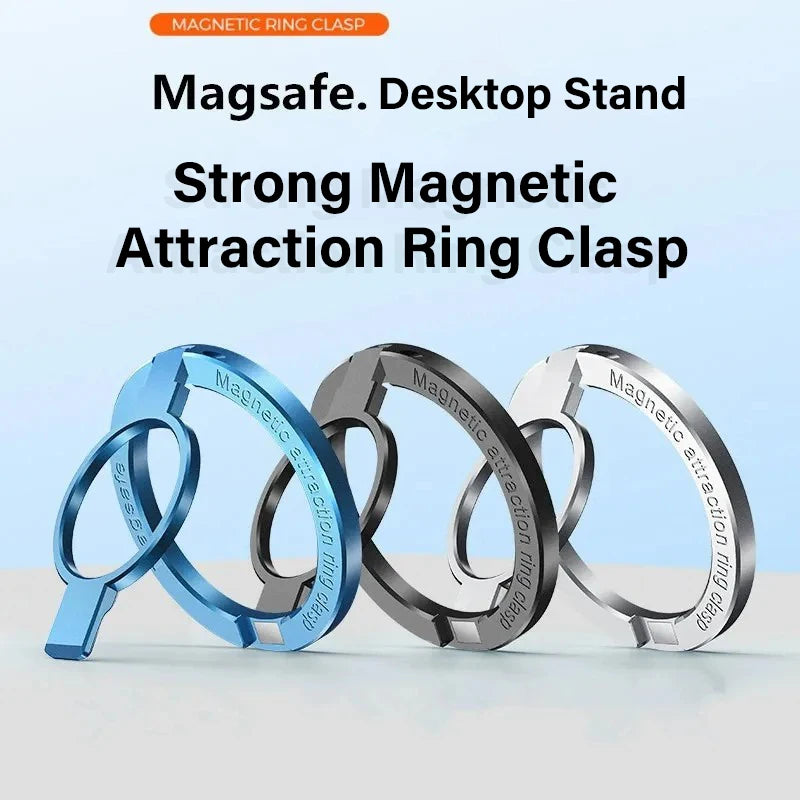Ultra-Thin Cell Phone Ring Holder Magnetic Ring Foldable Kickstand Magnet Grip Desktop Stand for Magsafe Iphone 16 15 14 13 12