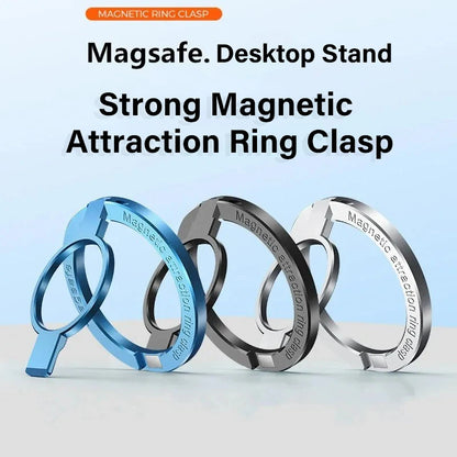 Ultra-Thin Cell Phone Ring Holder Magnetic Ring Foldable Kickstand Magnet Grip Desktop Stand for Magsafe Iphone 16 15 14 13 12