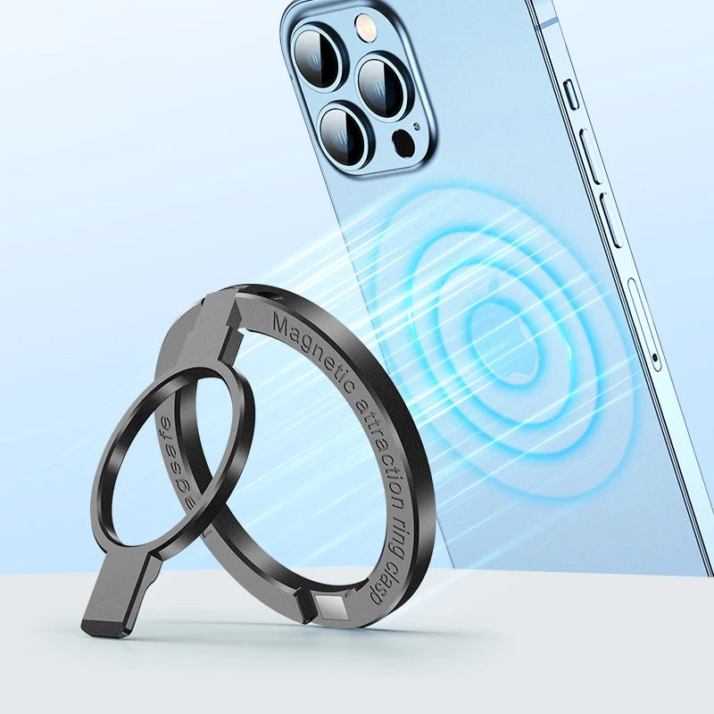 Ultra-Thin Cell Phone Ring Holder Magnetic Ring Foldable Kickstand Magnet Grip Desktop Stand for Magsafe Iphone 16 15 14 13 12