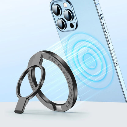 Ultra-Thin Cell Phone Ring Holder Magnetic Ring Foldable Kickstand Magnet Grip Desktop Stand for Magsafe Iphone 16 15 14 13 12