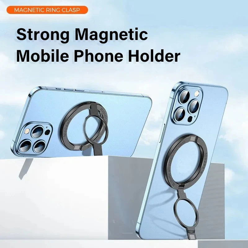 Ultra-Thin Cell Phone Ring Holder Magnetic Ring Foldable Kickstand Magnet Grip Desktop Stand for Magsafe Iphone 16 15 14 13 12