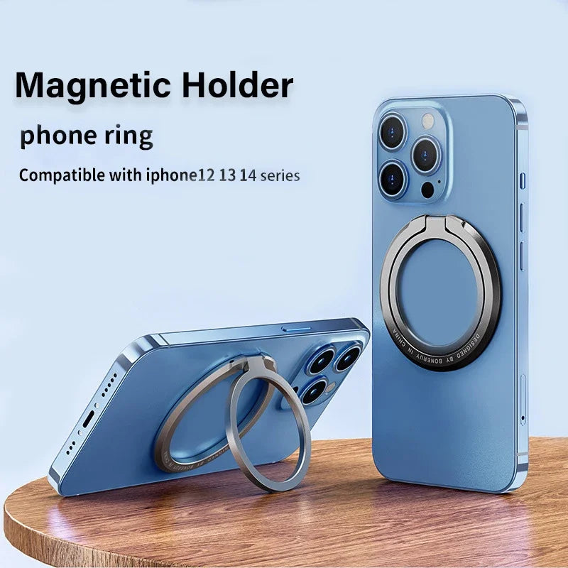 Ultra-Thin Cell Phone Ring Holder Magnetic Ring Foldable Kickstand Magnet Grip Desktop Stand for Magsafe Iphone 16 15 14 13 12