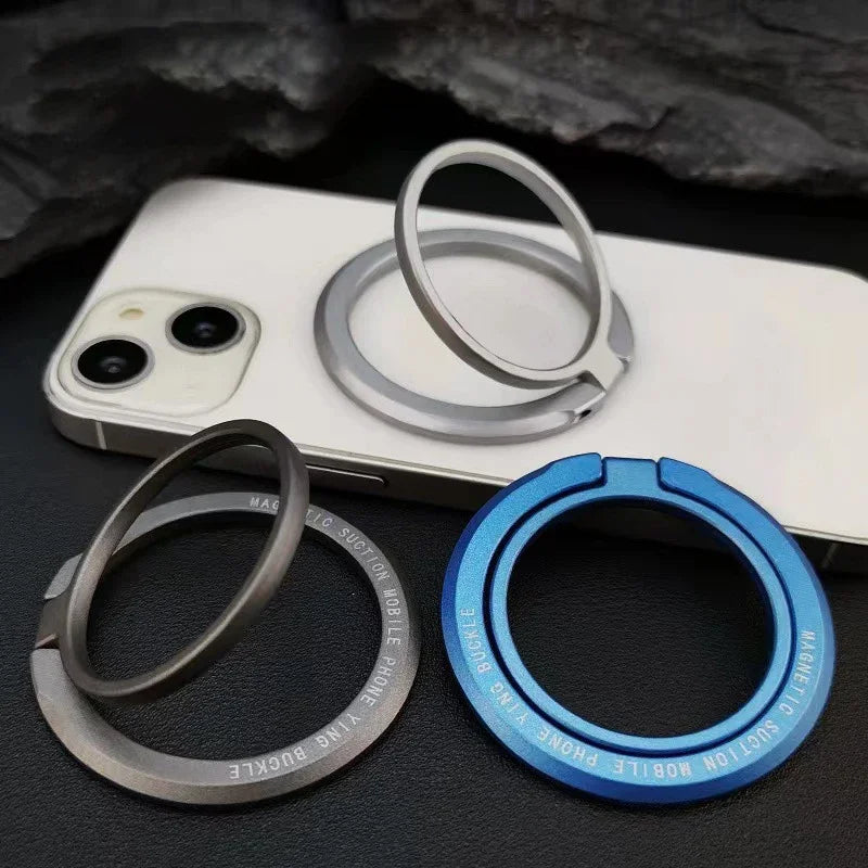 Ultra-Thin Cell Phone Ring Holder Magnetic Ring Foldable Kickstand Magnet Grip Desktop Stand for Magsafe Iphone 16 15 14 13 12