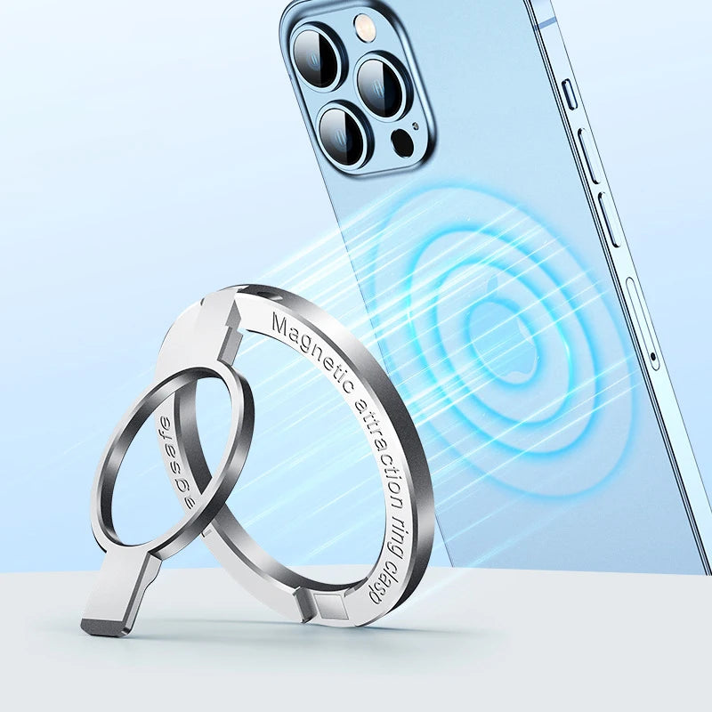 Ultra-Thin Cell Phone Ring Holder Magnetic Ring Foldable Kickstand Magnet Grip Desktop Stand for Magsafe Iphone 16 15 14 13 12